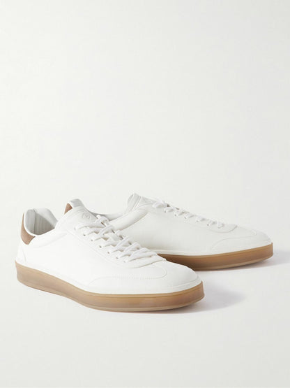 Loro Piana - Tennis Walk Suede-Trimmed Leather Sneakers - Neutrals