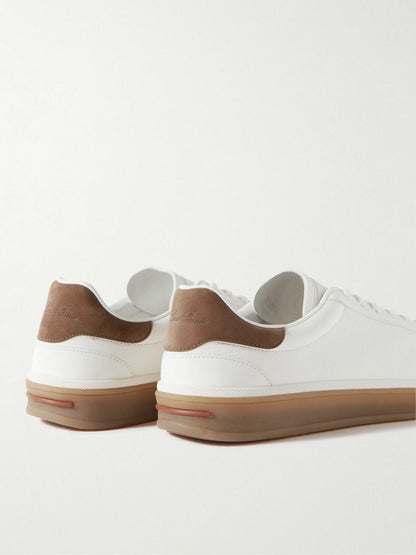 Loro Piana - Tennis Walk Suede-Trimmed Leather Sneakers - Neutrals