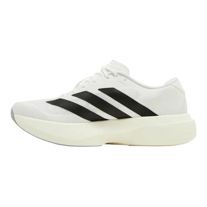 Luxurykicks.store Adidas Adizero Evo SL white running sneaker with black side stripes and thick responsive sole