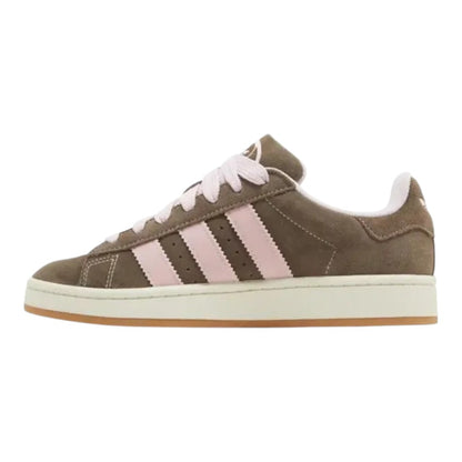Luxurykicks.store Adidas Campus 00s J sneaker in earth strata brown suede with clear pink stripes and gum sole