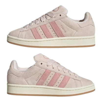 Luxurykicks.store Adidas Campus 00s sneakers in rose suede with signature three-stripes and gum rubber outsole.