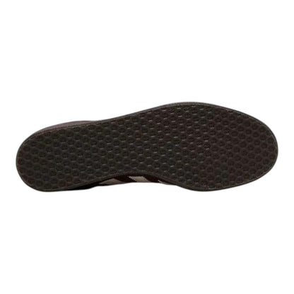 Luxurykicks.store adidas Gazelle Maroon Gum sneaker showing the textured brown rubber gum outsole from below
