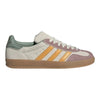 Luxurykicks.store adidas Gazelle Indoor sneakers in off-white and yellow suede with a gum rubber sole.