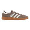 Luxurykicks.store adidas Wmns Handball Spezial sneakers in earth strata brown suede with white stripes and gum sole.