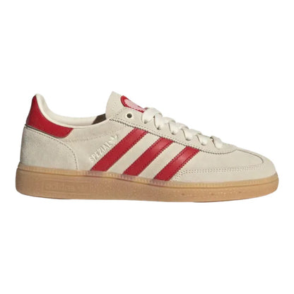 Luxurykicks.store Adidas Handball Spezial Valentine’s Day sneakers in off-white suede with red leather stripes