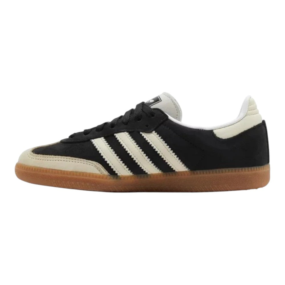 Luxurykicks.store Adidas Samba OG sneaker in black leather with white stripes and a classic gum rubber outsole.