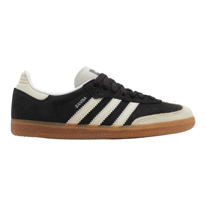 Luxurykicks.store Adidas Samba OG sneaker in black leather with white stripes and a classic gum rubber outsole.