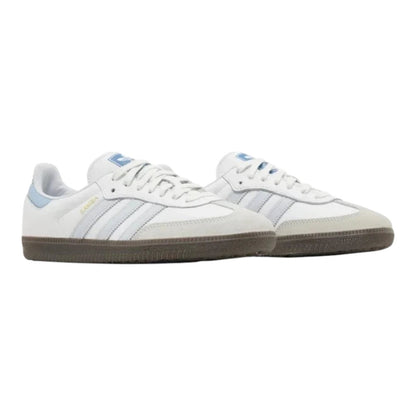 Luxurykicks.store adidas Originals Samba OG sneakers in white leather with suede T-toe and gum rubber sole.