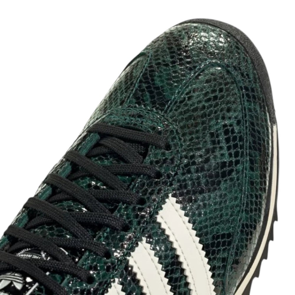 Luxurykicks.store adidas SL 72 OG sneaker in collegiate green with textured snakeskin upper and white side stripes