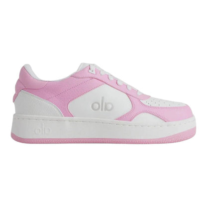 Luxurykicks.store ALO Recovery Mode sneaker in pink and white with a cushioned sole and breathable design.