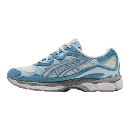 Luxurykicks.store ASICS Gel NYC Arctic Sky sneaker in light blue suede and mesh with grey cushioning sole