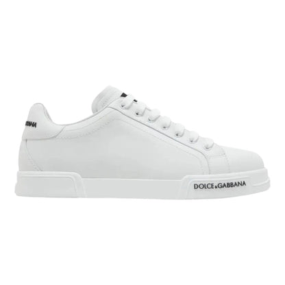 Luxurykicks.store Dolce & Gabbana Portofino white leather sneakers with minimalist design and logo detailing