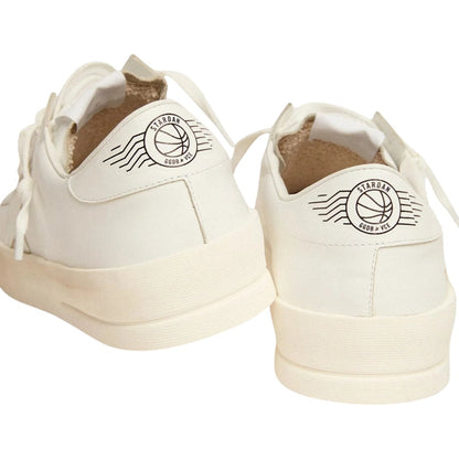 Luxurykicks.store Golden Goose Stardan white leather sneakers featuring basketball logo detail on the heel