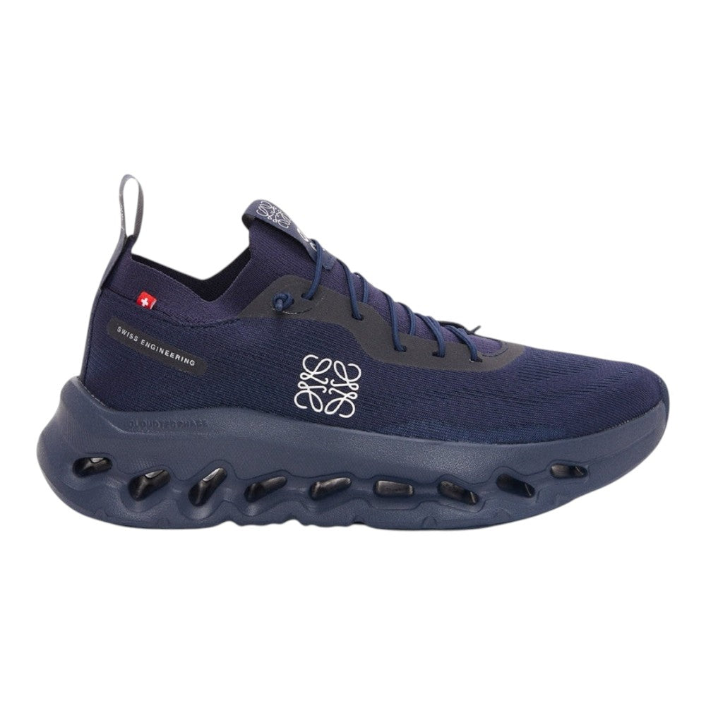 Luxurykicks.store Loewe x On Running Cloudtilt sneaker in all navy polyester with signature CloudTec sole technology.