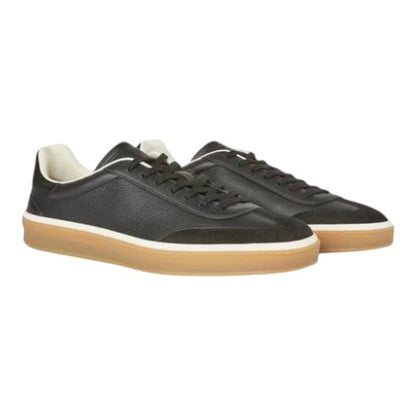 Luxurykicks.store Loro Piana Tennis Walk sneakers in black calfskin leather with a gum rubber sole.