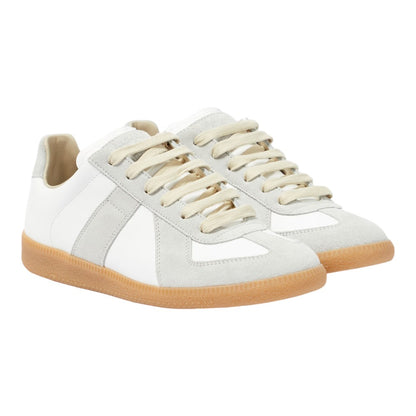 Luxurykicks.store Maison Margiela Replica sneakers in white leather and suede with a classic gum rubber sole
