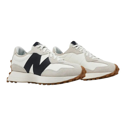 Luxurykicks.store New Balance 327 Moonbeam Outerspace sneakers with cream suede overlays and black N logo