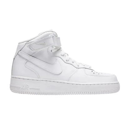 Luxurykicks.store Nike Air Force 1 '07 Mid Triple White leather sneaker with ankle strap and perforated toe box