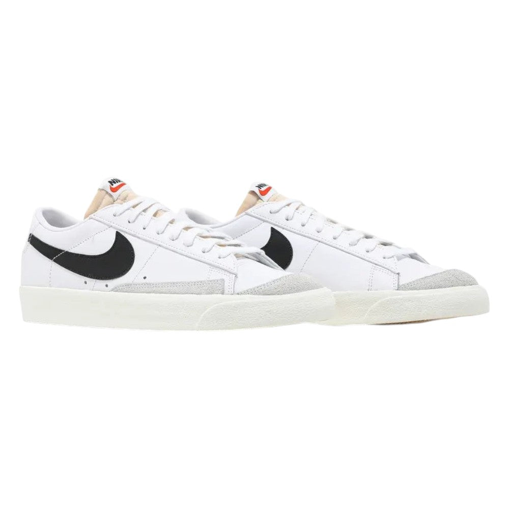 Luxurykicks.store Nike Blazer Low 77 Vintage sneakers in white leather with black swoosh and grey suede overlays