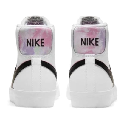 Luxurykicks.store Nike Blazer Mid '77 Arctic Punch sneakers showing back view with pink tie-dye heel tabs and logos