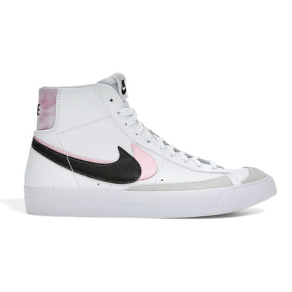 Luxurykicks.store Nike Blazer Mid '77 Arctic Punch sneakers in white leather with pink and black swoosh details.