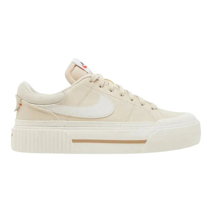 Luxurykicks.store Nike Wmns Court Legacy Lift sneakers in Pearl White leather with a lifted platform midsole