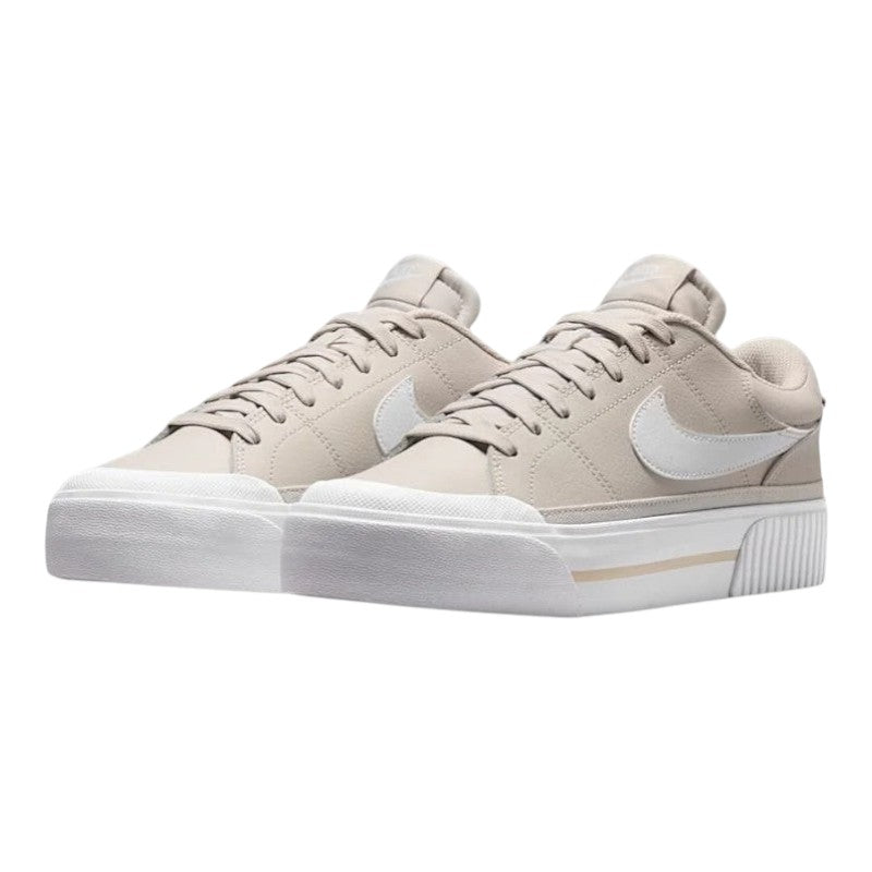 Luxurykicks.store Nike Court Legacy Lift sneakers in pearl white and phantom with a platform midsole