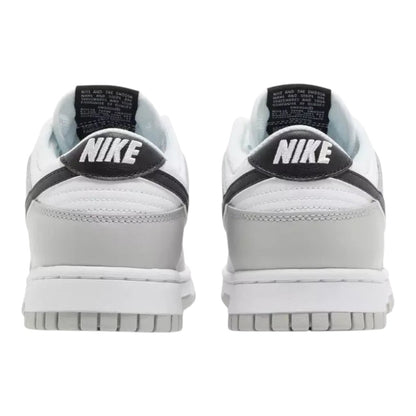 Luxurykicks.store Nike Dunk Low SE Lottery Pack Grey sneakers showing the rear view with white and grey leather