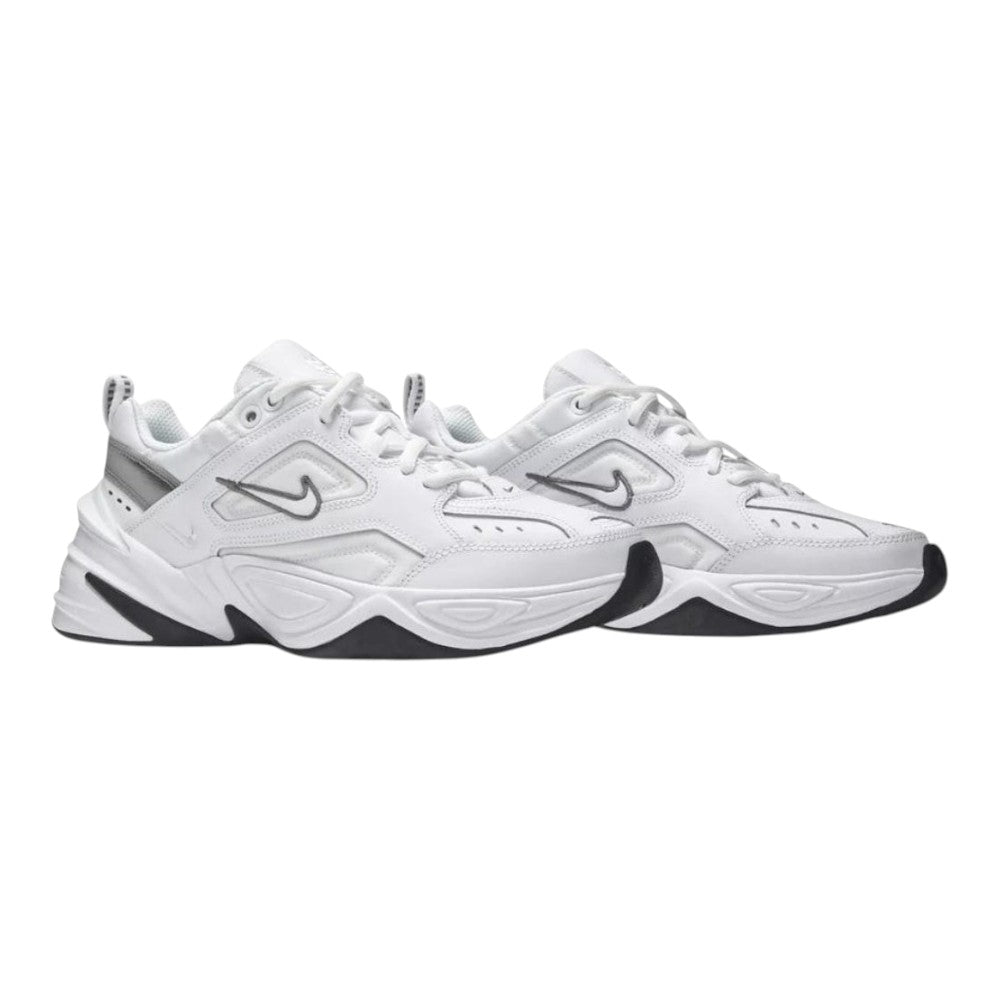 Luxurykicks.store Nike M2K Tekno women's sneakers in cool white with a chunky sole and layered leather upper design.