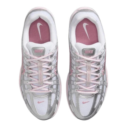 Luxurykicks.store Nike Wmns P-6000 sneakers in white and elemental pink with a mixed-material upper, top-down view.