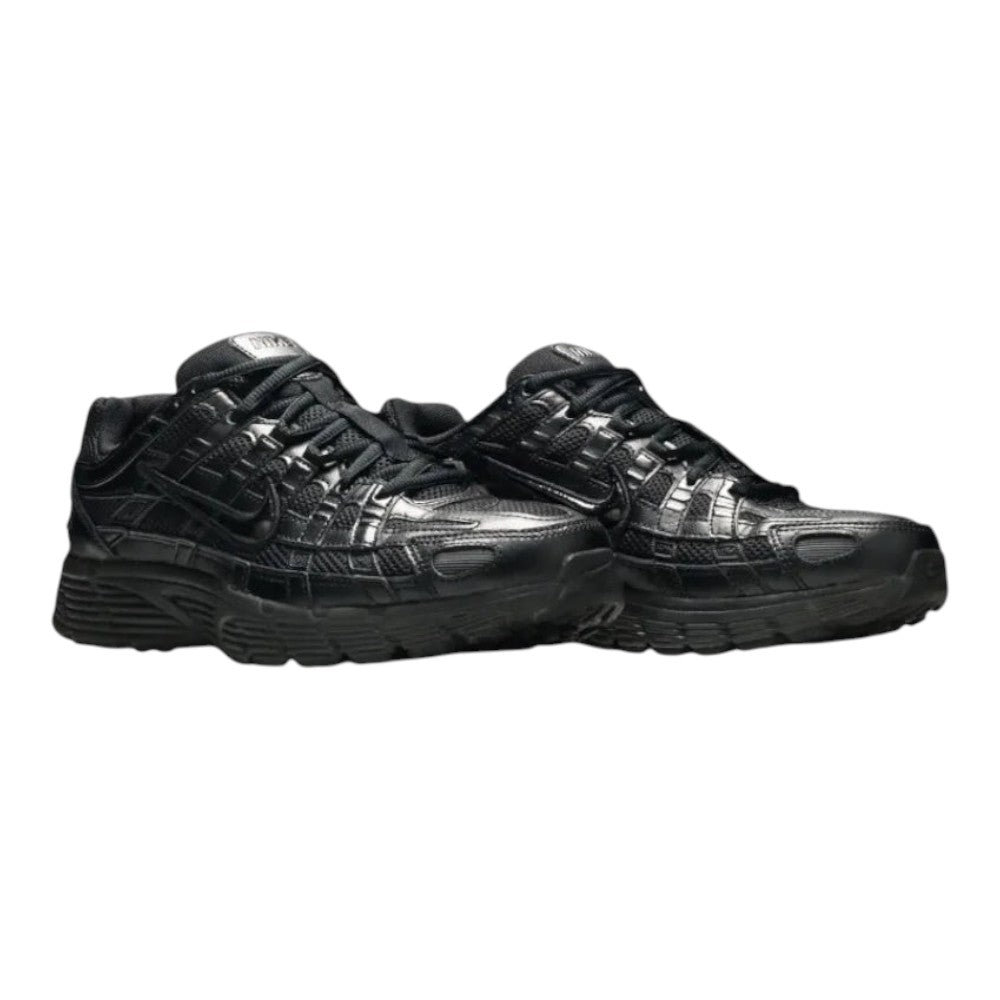 Luxurykicks.store Nike P-6000 Premium sneakers in triple black featuring a layered mesh and synthetic upper.