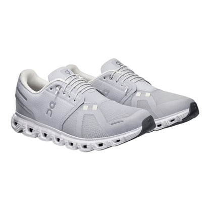 Luxurykicks.store On Cloud 6 running shoes in glacier grey and white with breathable mesh and CloudTec sole