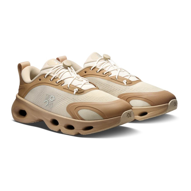 Luxurykicks.store On Cloudsolo Loewe sneaker in dark sand and cream with CloudTec cushioning and toggle lacing.