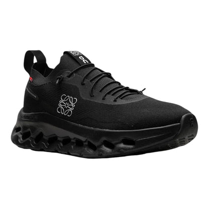 Luxurykicks.store On Running x Loewe Cloudtilt all black performance sneakers with signature CloudTec sole
