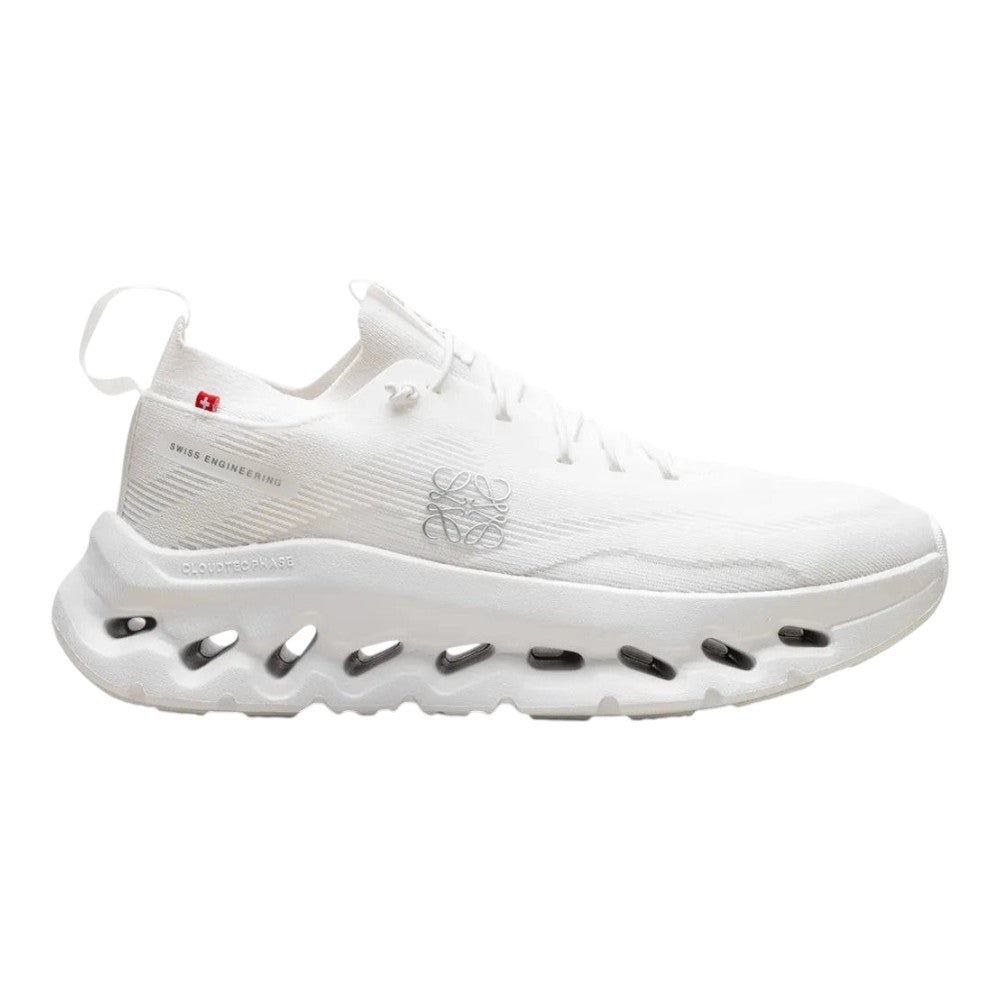 Luxurykicks.store On Running x Loewe Cloudtilt all-white sneakers with signature CloudTec sole and knit upper
