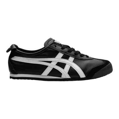 Luxurykicks.store Onitsuka Tiger Mexico 66 sneaker in black leather with white side stripes and low-profile design