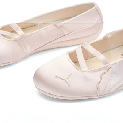 Luxurykicks.store PUMA Speedcat Ballet Venus sneakers in soft pink with satin finish and delicate strap detailing.