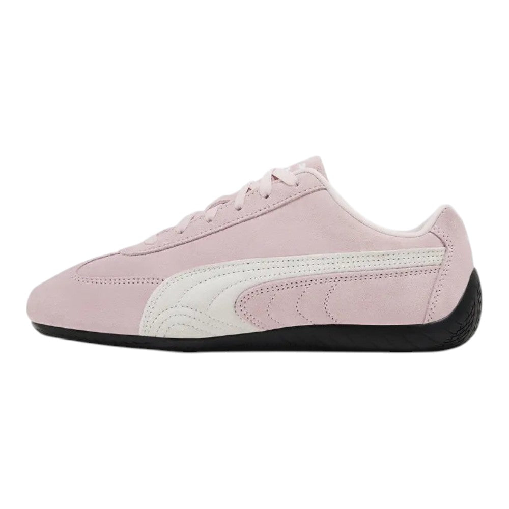 Luxurykicks.store Puma Speedcat OG sneaker in soft pink suede with white leather side stripe and black rubber sole.