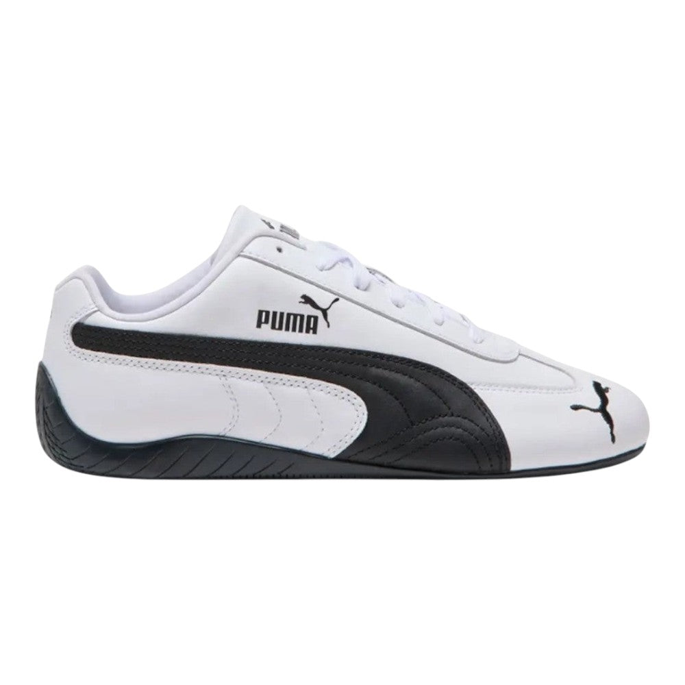Luxurykicks.store Puma Wmns Speedcat white and black leather sneaker with iconic side branding and low-profile sole.