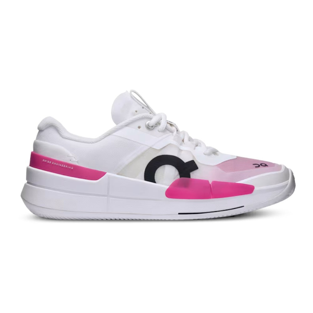 Luxurykicks.store On The Roger Pro 2 tennis shoe in white and pink with clay court sole and lateral support