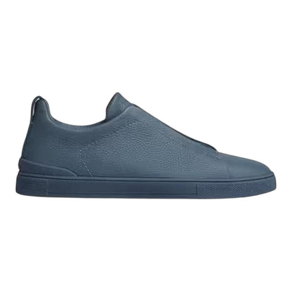 Luxurykicks.store Zegna Triple Stitch sneakers in avio blue full-grain leather with signature triple-stitch detail.