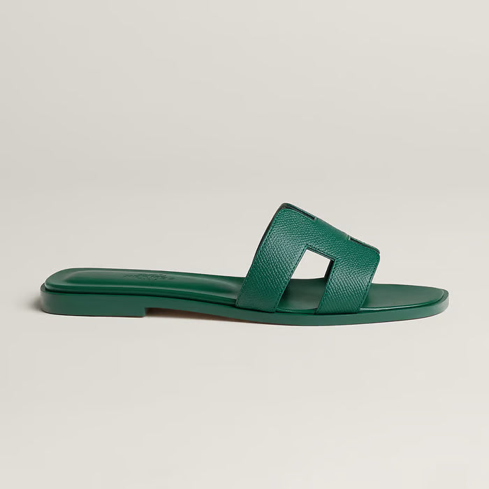 Hermès Oran sandals in Vert Cactus Epsom calfskin
