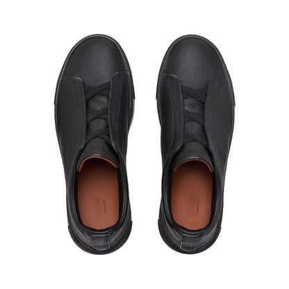 Zegna black deerskin Triple Stitch sneakers
