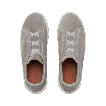 Zegna Triple Stitch grey Suede Sneakers