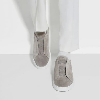 Zegna Triple Stitch grey Suede Sneakers