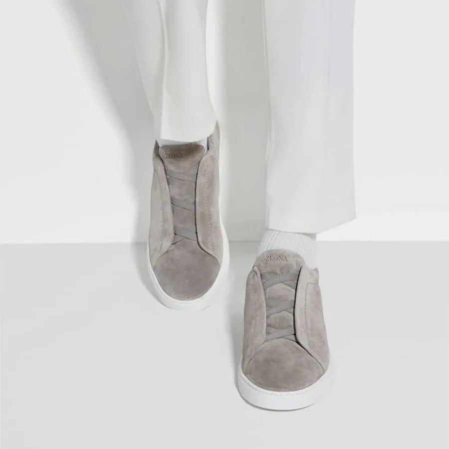 Zegna Triple Stitch grey Suede Sneakers