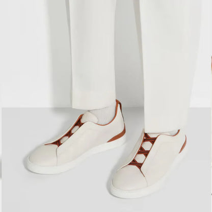 Zegna Triple Stitch low-top sneakers White in Brown