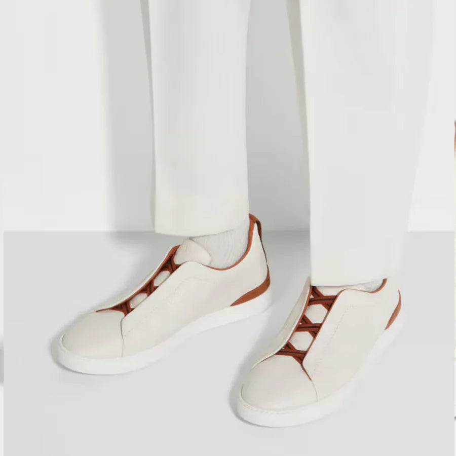 Zegna Triple Stitch low-top sneakers White in Brown