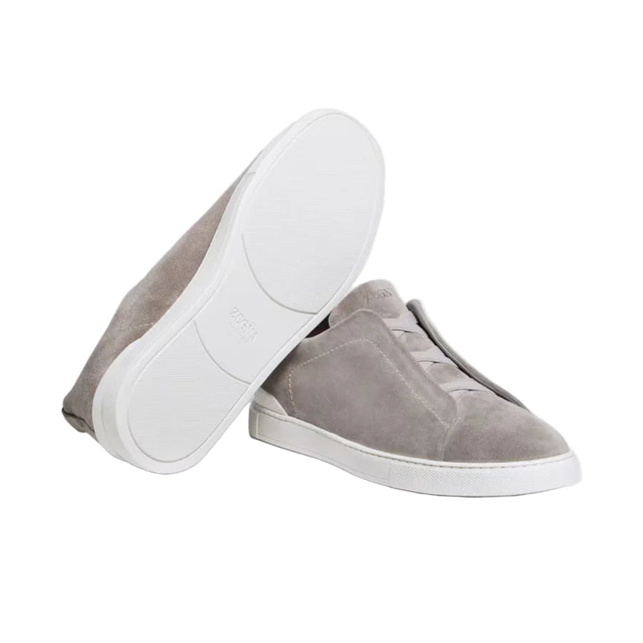 Zegna Triple Stitch grey Suede Sneakers