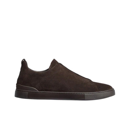 ZEGNA Triple Stitch low-top sneakers in brown suede